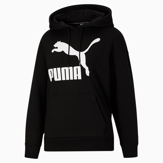 Dámské Mikiny S Kapucí Puma Classics Logo Černé Bílé | 745268-STO