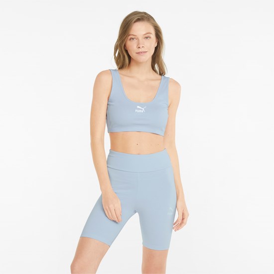 Dámské Topy Puma Classics Ribbed Crop Arctic Ice | 6723918-LW