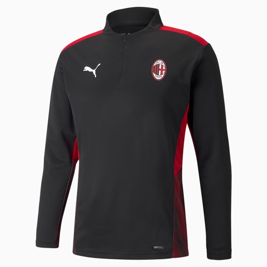 Pánské Běžecké Tričko Puma AC Milan Tréninková Quarter-Zip Soccer Černé Červené | 276DOJXPB