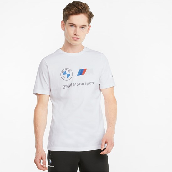 Pánské Běžecké Tričko Puma BMW M Motorsport Essentials Logo Bílé | 081UKOCQI