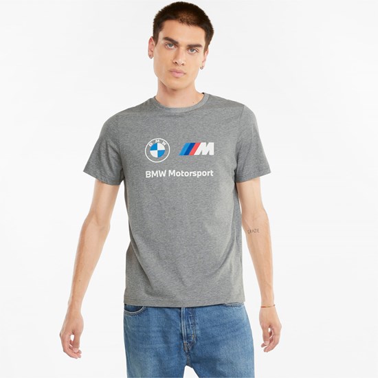 Pánské Běžecké Tričko Puma BMW M Motorsport Essentials Logo Medium Gray Heather | 694MWDYUX