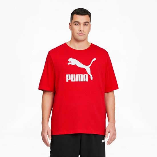 Pánské Běžecké Tričko Puma Classics Logo BT Červené Bílé | 659RCXLHP