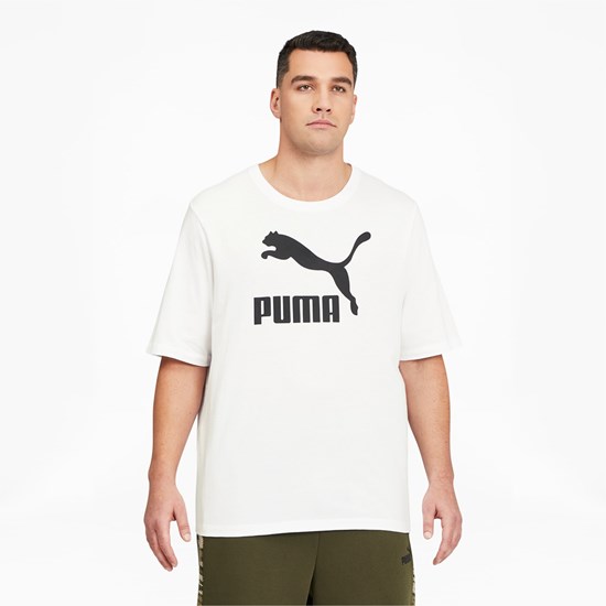 Pánské Běžecké Tričko Puma Classics Logo BT Bílé Černé | 849DNYTBH