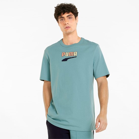 Pánské Běžecké Tričko Puma Downtown Logo Crew Neck Blankyt | 048VSNBIA