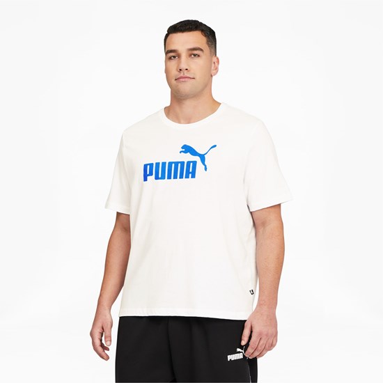 Pánské Běžecké Tričko Puma Essentials Logo BT Bílé Blankyt | 172FVBSZM