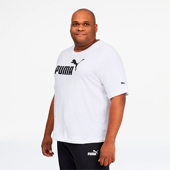 Pánské Běžecké Tričko Puma Essentials Logo BT Bílé | 213FCIBQR