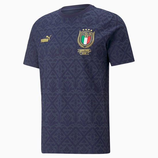 Pánské Běžecké Tričko Puma FIGC Graphic Winner Soccer Spellbound / Peacoat | 251ROAWZP