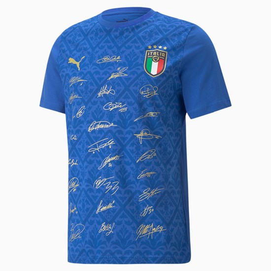 Pánské Běžecké Tričko Puma FIGC Signature Winner Soccer Blankyt Zlaté | 914MFEWYH