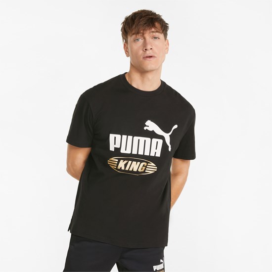 Pánské Běžecké Tričko Puma King Logo Černé | 126XEMZBV