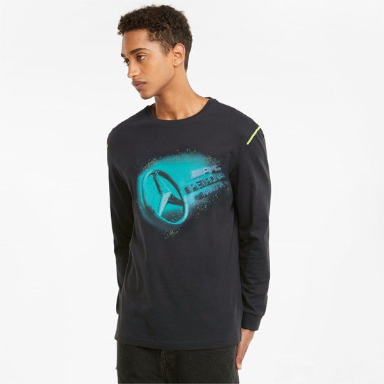 Pánské Běžecké Tričko Puma Mercedes F1 Street Graphic Long Sleeve Černé | 014FXYHCK