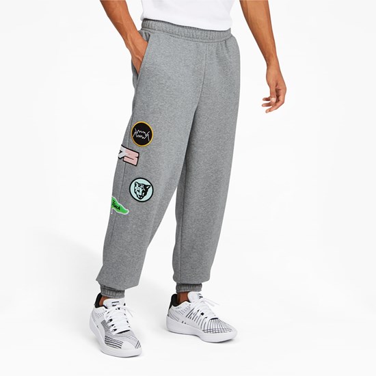 Pánské Kalhoty Puma Combine Basketball Medium Gray Heather / Medium Gray Heather | 371OTXLMW