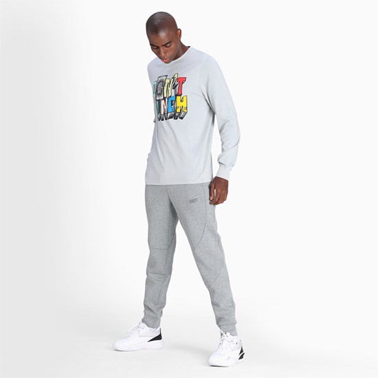 Pánské Kalhoty Puma Dime Basketball Medium Gray Heather / Medium Gray Heather | 478CODMHT