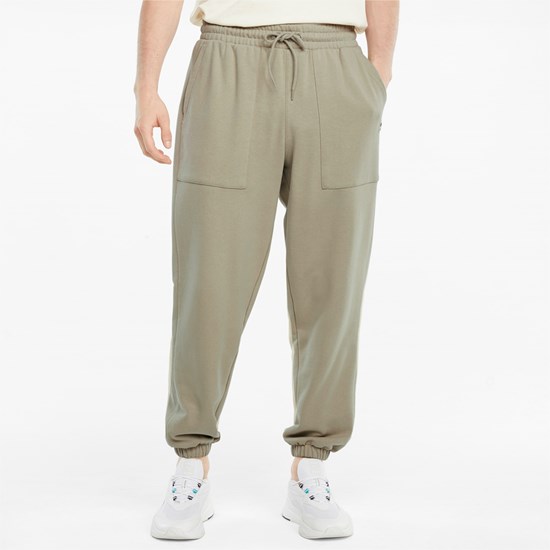 Pánské Sweatpants Puma Downtown French Terry Zelene | NOJUC7526