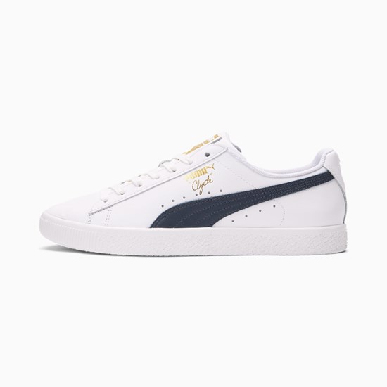 Pánské Tenisky Puma Clyde Core Foil Bílé Tmavě Blankyt Zlaté | QNJ-189472