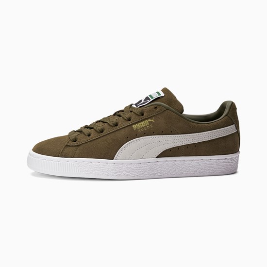 Pánské Tenisky Puma Suede Classic XXI Tmavě Olivy Zelené Bílé Zlaté | CPM-827596